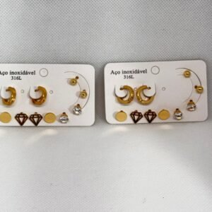 Alternative view of Kit brincos aço inox 1