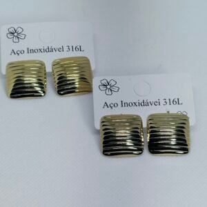 Brinco aço inox dourado 25