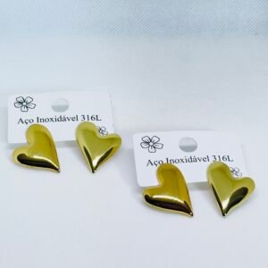 Brinco aço inox coração 22