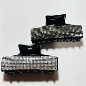 Piranha de Cabelo Luxo Retangular Cravejada Full Strass Cristal