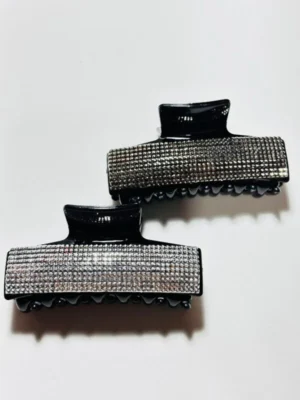 Piranha de Cabelo Luxo Retangular Cravejada Full Strass Cristal