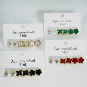Kit Brincos Aço Inoxidável