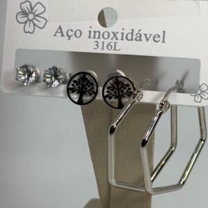 Kit de brincos aço inox 63